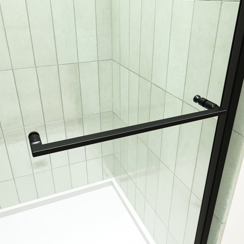 Universal Pivot Shower Door, 28 - 32"W X 72"H, Open Outside, 1/4" And 5/16" Tempered Glass, Matted Black Finish, 304 Stainless Steel Hinge, Sealing To Minimize Leak, Magnetic Seal For Secure Quiet