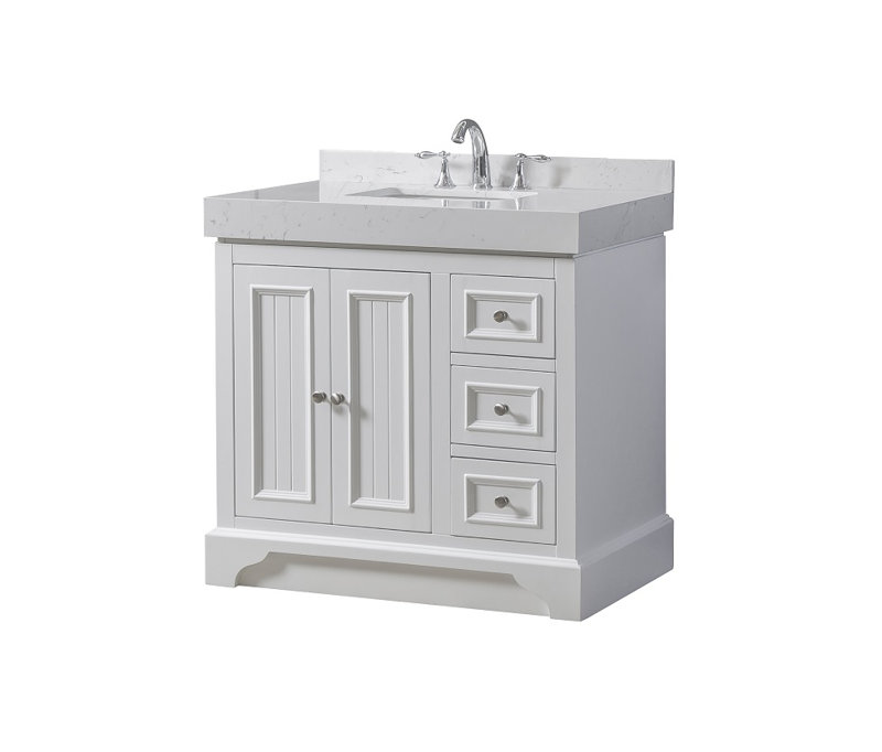 Corlyn 36 " W Freestanding Standard Free Standing 1 Single Vanity Bathroom Vanity With Cultured Marble Top