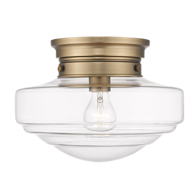 Melora Glass Semi Flush Mount, Clear Glass, Modern Brass