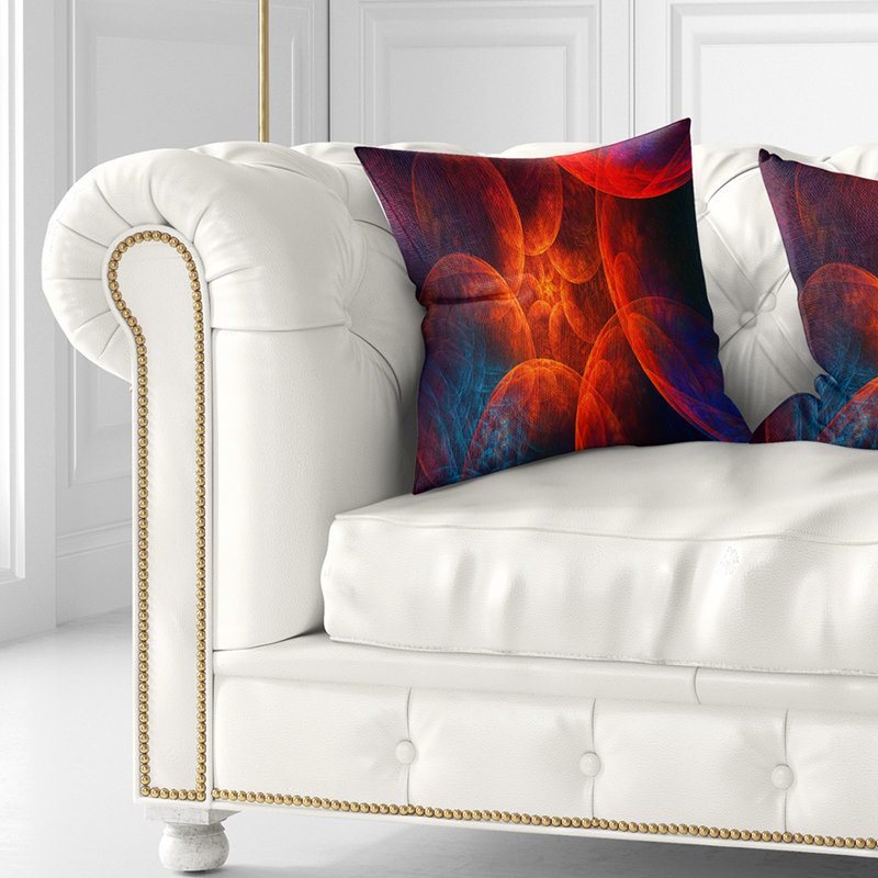 Ciel biblique avec nuages - coussin imprimé abstrait, 16 po x 1 po, Coussin décoratif, rouge
