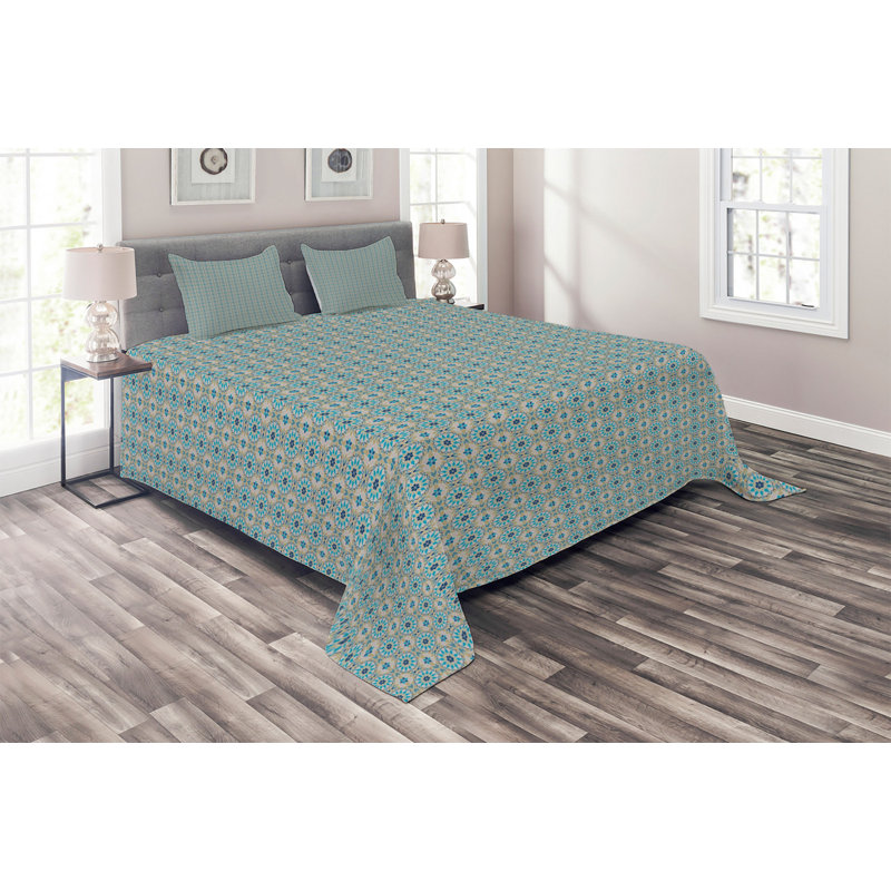 Oriental Modern & Contemporary Polyester Coverlet, King Bedspread + 2 Shams