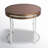 Modern Round Wood Side Table with Polished Stainless Steel Geometric Base – Contemporary Accent End Table for Living Room, Bedroom, or Office – Available in Walnut or White-209950709