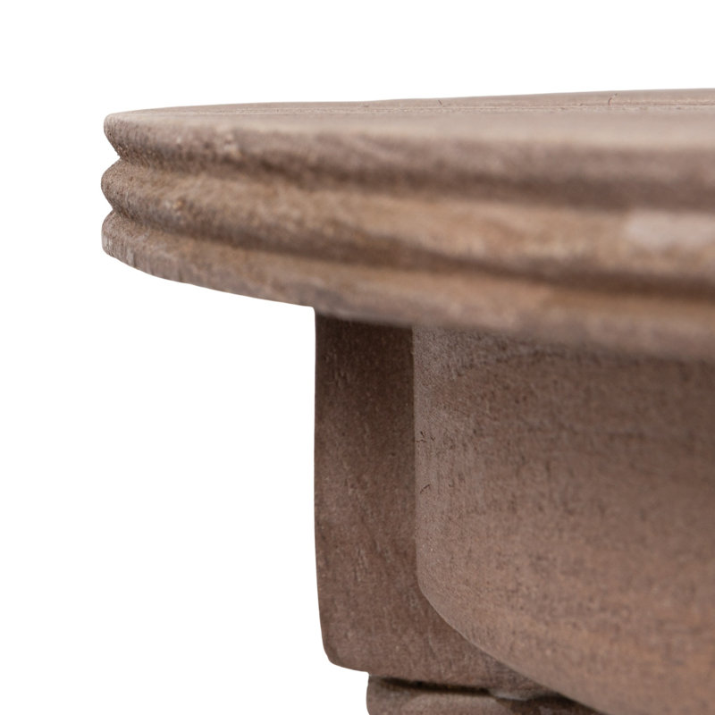 Mango Wood and Cane Round Table with 2 Shelves, Natural