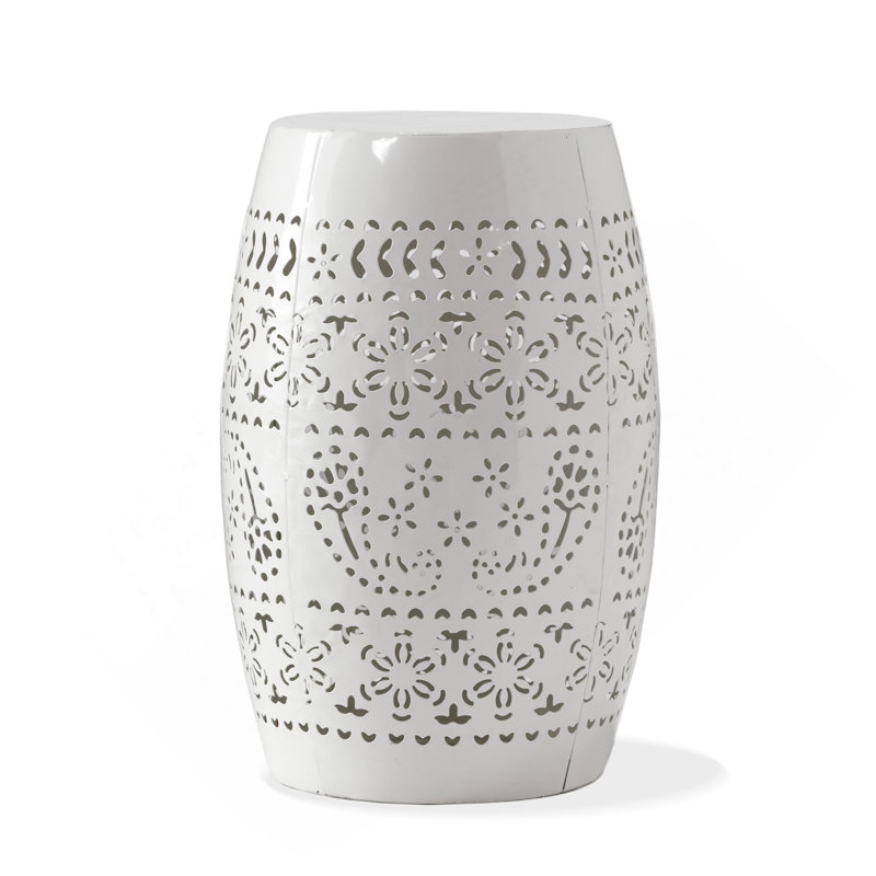 Outdoor Metal Patio Side Table,End Table, White