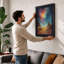 Desert Under Cosmic Sky Fantasy & Sci-Fi - Framed Print-1369309638-1369309625