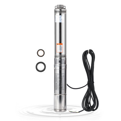 Deep Well Submersible Pump, 1.5HP 230V/60Hz, 27GPM Flow 259ft Head, with 33ft Electric Cord & Check Valve, 4" Stainless Steel Water Well Pump for Industrial, Irrigation, Home Use, IP68 Waterproof