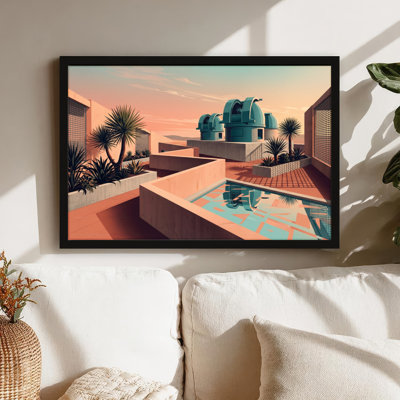Art mural sur toile noir encadré pour le salon, la chambre à coucher, le bureau ou le vestibule - décoration murale décorative avec observatoire du désert