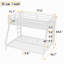 Lit superposé simple au-dessus d'un lit double en métal pour adolescents et adultes, peu encombrant / sans bruit de sommier, blanc