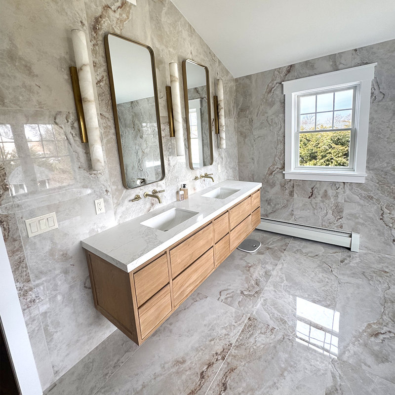 Carreau en porcelaine à onyx 24 po x 48 po Banff, Onice Bianco