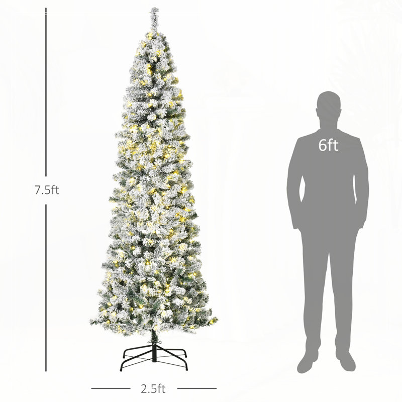 Arbre de Noël au crayon floqué pré-éclairé