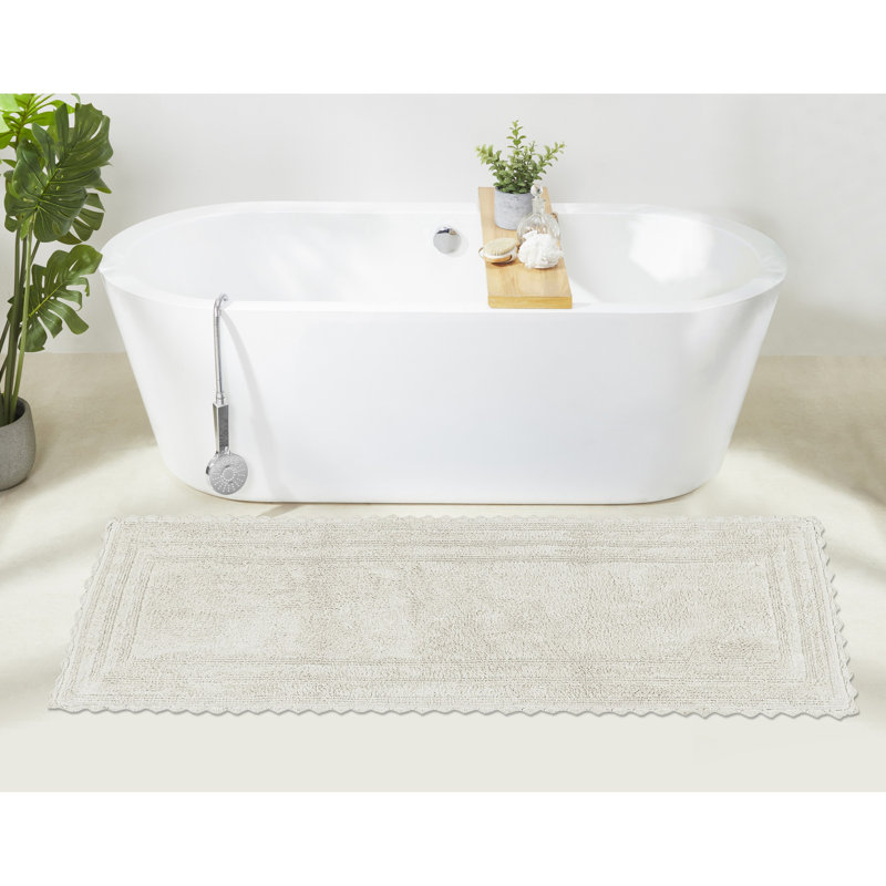 Rasika 100% Cotton Tufted Reversible Bathroom Rug, Super Absorbent and Extra Soft Machine Washable Bath Rug Ideal for Shower and Tub Areas