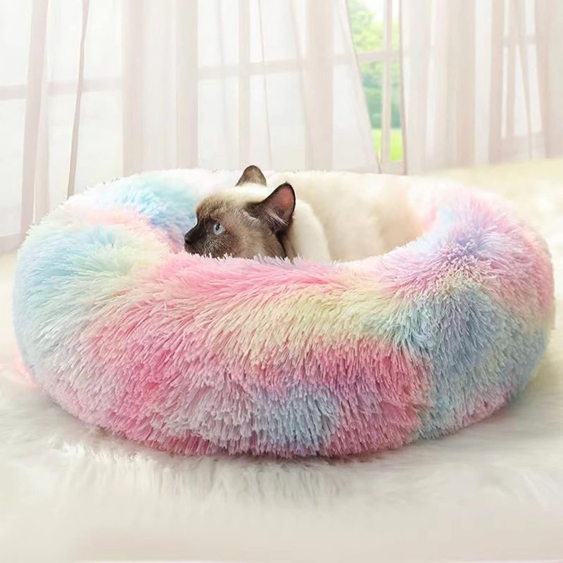 Dequarius Bolster Pet Bed, 24" W x 24" D x 7" H, Rainbow