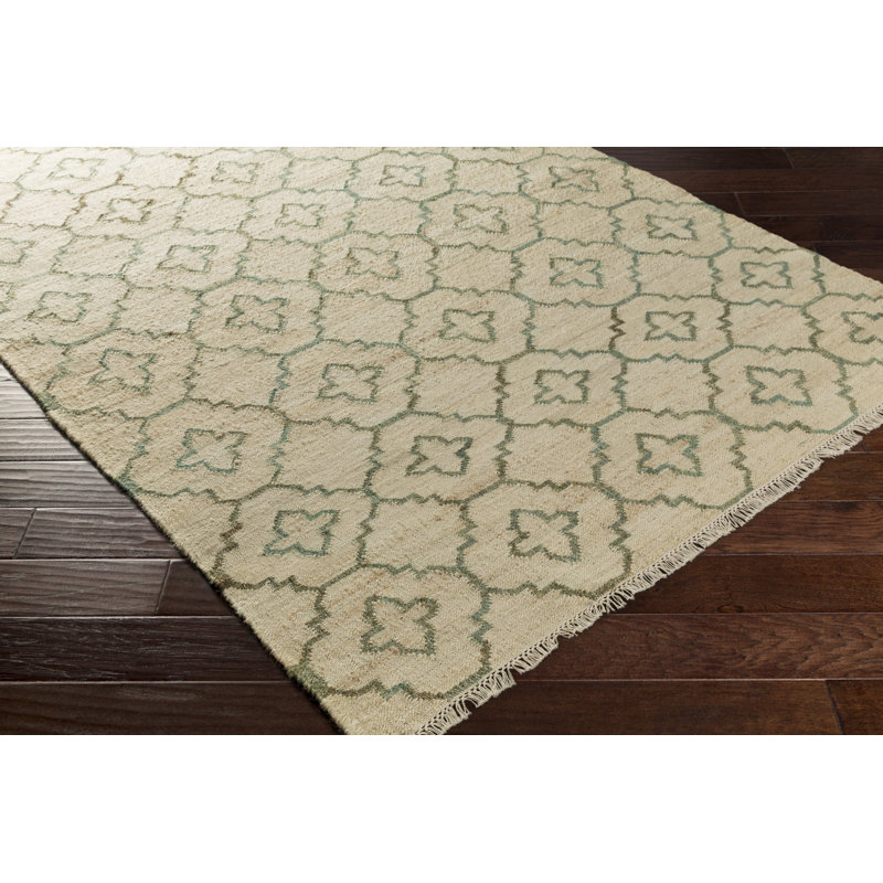 Tapis géométrique beige en jute tissé à la main Arnoldsville, Rectangle 4 pi x 6 pi
