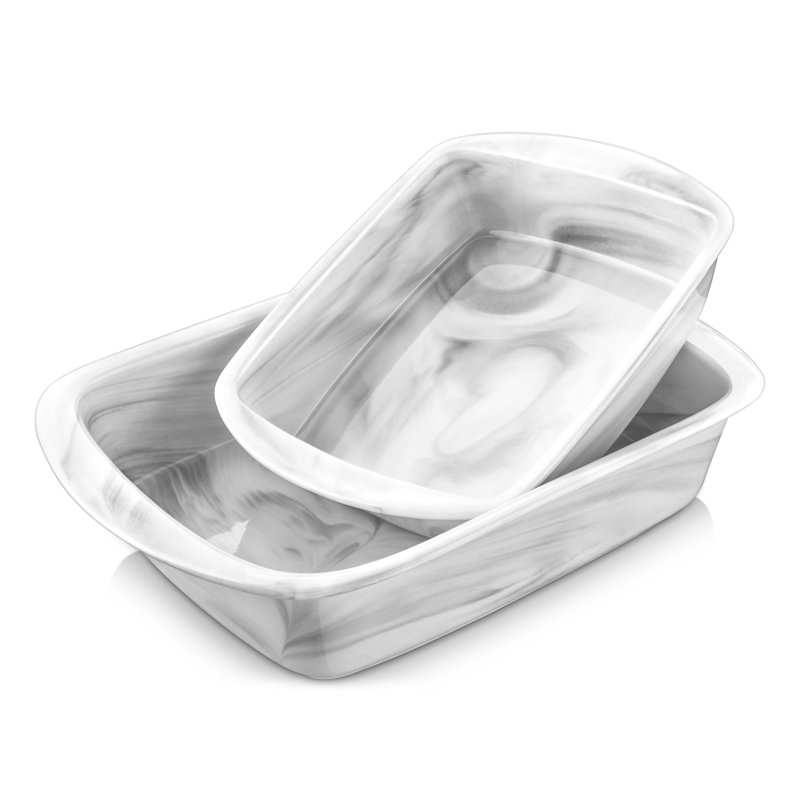 MALACASA Rectangle Porcelain China 2 Piece Bakeware Set