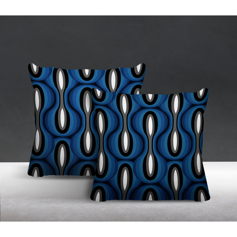 Coussin décoratif intérieur / extérieur Ikat, L 17 po x H 17 po, Noir