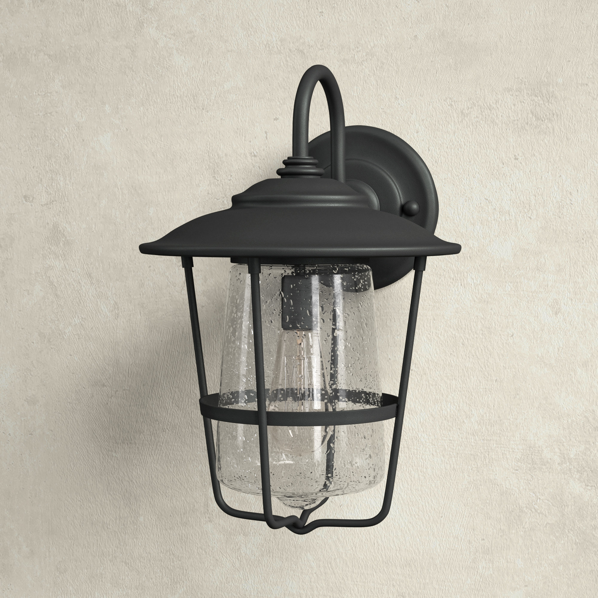 Single Light Empire Outdoor Wall Light, Black, 11"W X 16.25"H X 12"D