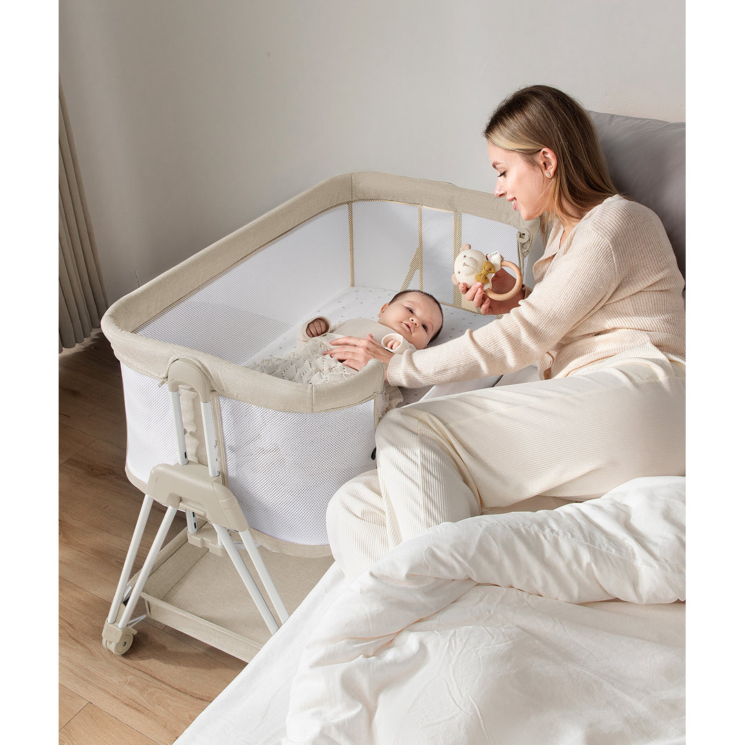 Baby Bassinet Bedside Sleeper with Wheels and Storage Tray , Bartolomeu Bassinet Zoomie Kids 