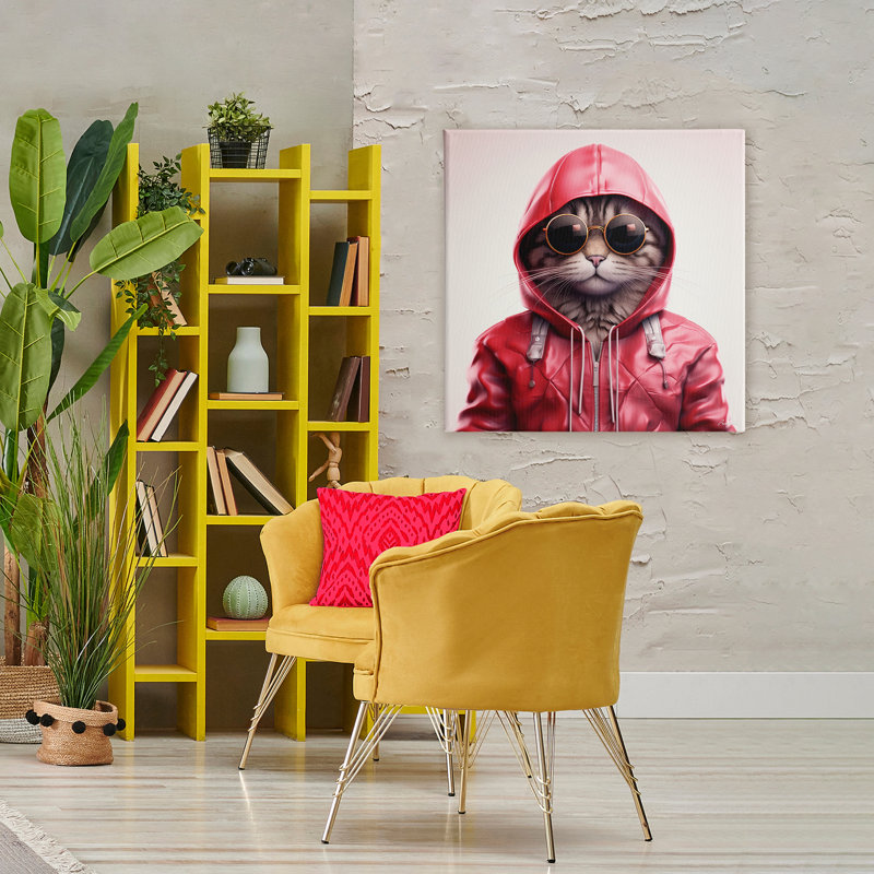 Hipster Cat dans une élégante enveloppe en toile, design par Roozbeh, H 36 po x l 36 po