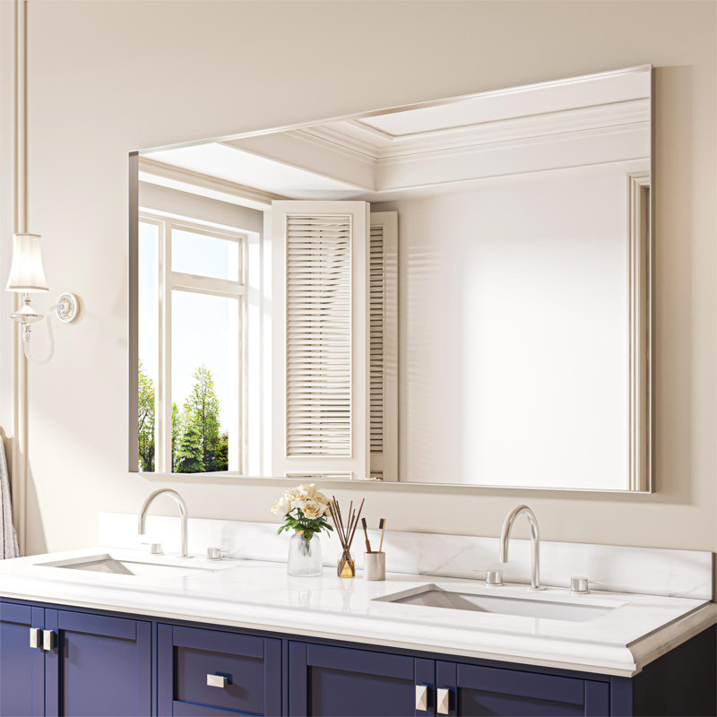 Metal Rectangle Mirror, 36" x 60", Silver