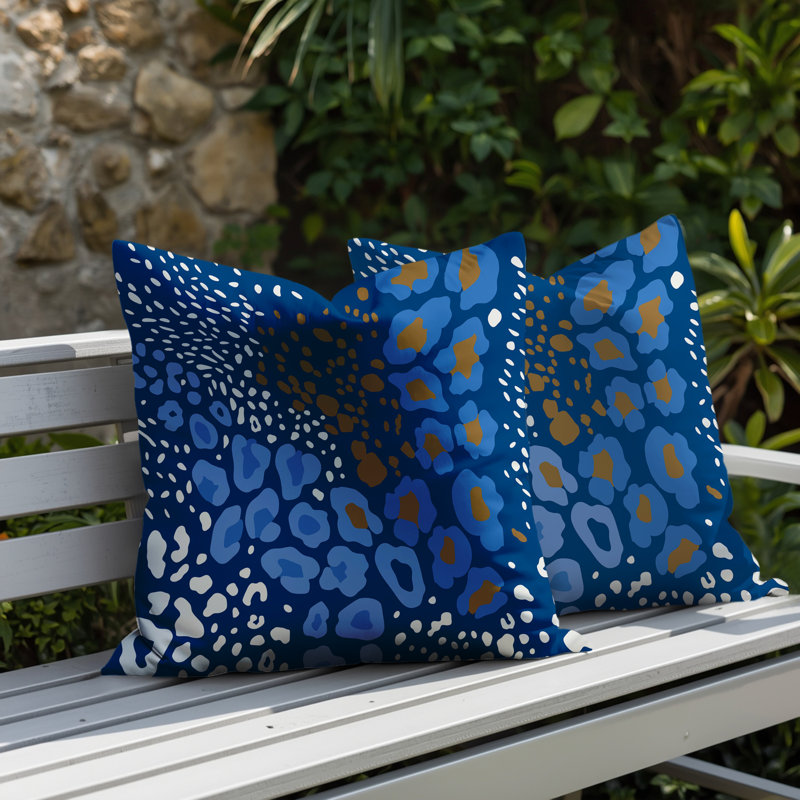 Oreiller réversible intérieur / extérieur Ashly, Blue, 16x16