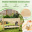 Lit de jardin surélevé en bois 2 pièces avec pieds, roues verrouillables, doublure pour herbe végétale-401779363