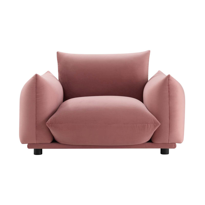 Fauteuil en velours Copious Performance, Vieux rose