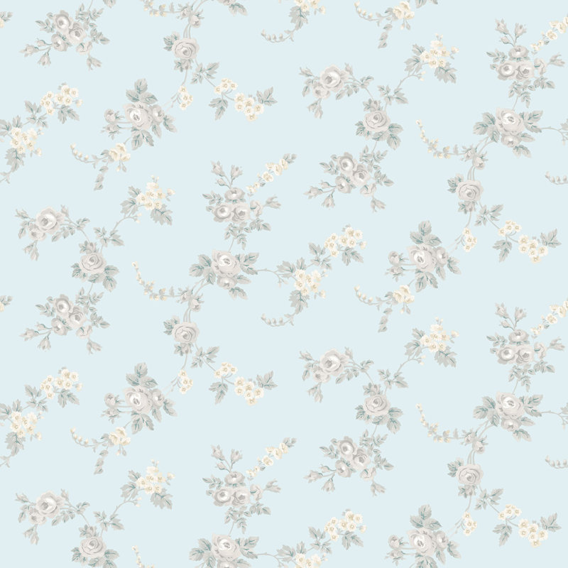 Garretson 1000cm x 52.8cm Satin Wallpaper Roll,  Blue/Begie