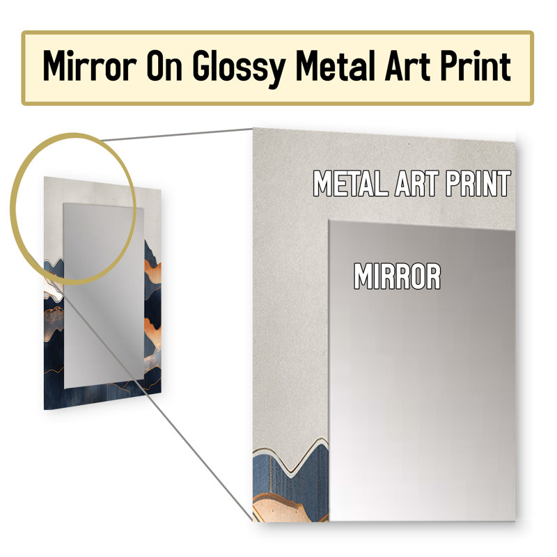 Daring Moutain Horizons II - Landscapes Unique Wall Mirror, Blue Mirror, Printed Metal Art, 32" x 24"