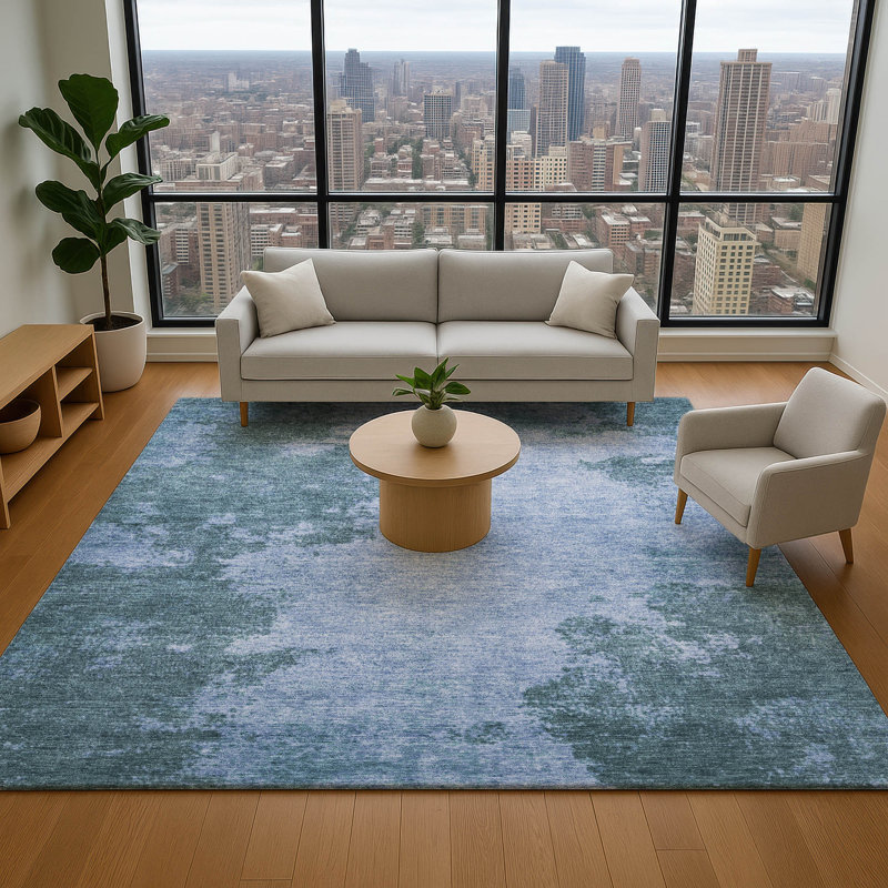 Premium Machine Washable Breault AMF1913 Abstract Rug, Rectangle 10' x 14'