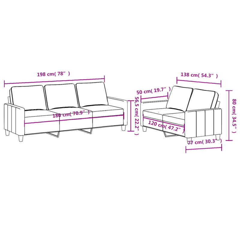 Karnesia 2 - Piece Living Room Set, Black Fabric