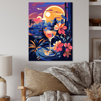 Coucher de soleil rose et mauve, cocktail et harmonie