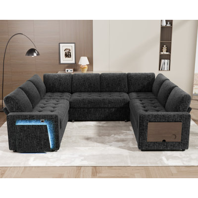 8-Piece U-Sectional: Converts To A Bed, Has Recliners, Usb Ports & Hidden Storage | Assembles In 20 Min, No Tools