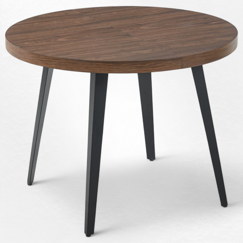 Extendable Dining Table With 2 Removable Leaves, Walnut, Black