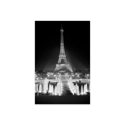 " 1960s Night Eiffel Tower Across Fountains By Palais Du Chaillot Paris "