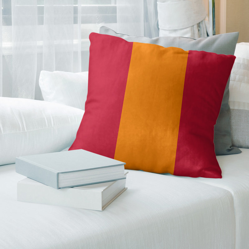 Housse de coussin, 14 po x 14 po, Rouge/orange, Sergé de coton