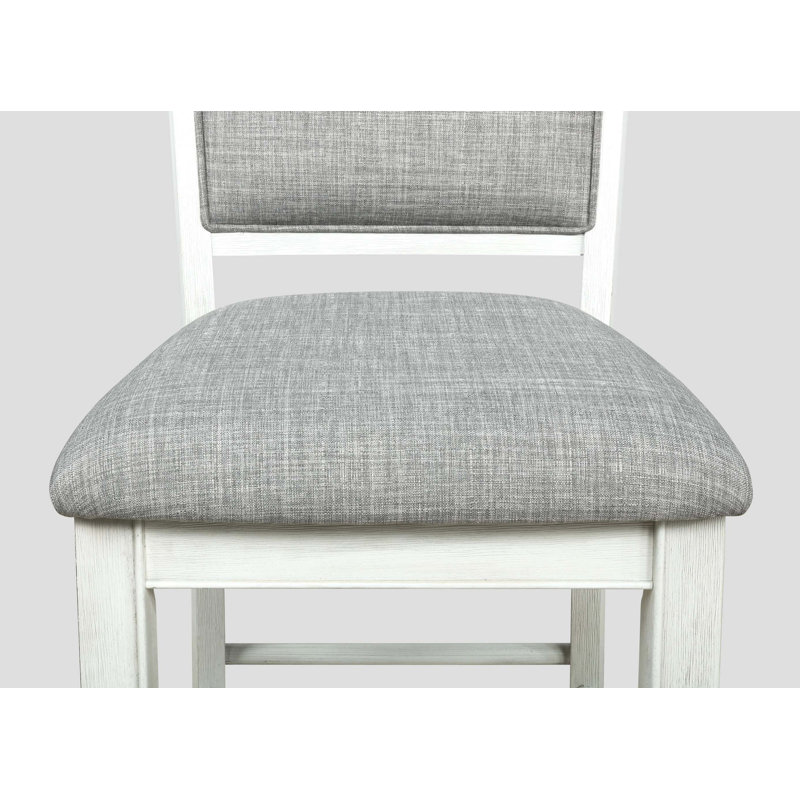 Tabouret de bar 2 pièces Farmhouse Style, Siège gris / cadre blanc, Petit tabouret (siège d'une hauteur de 20,75 po)