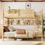 Lit superposé grand sur grand avec plateau pratique, lit superposé en bois massif avec tablettes de rangement et lattes améliorées, naturel clair-1192964832