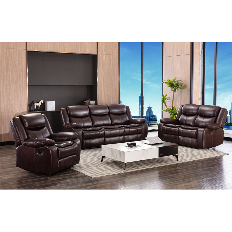 Ultimate Comfort Recliner Leather Dark Brown For Living Room Relaxation