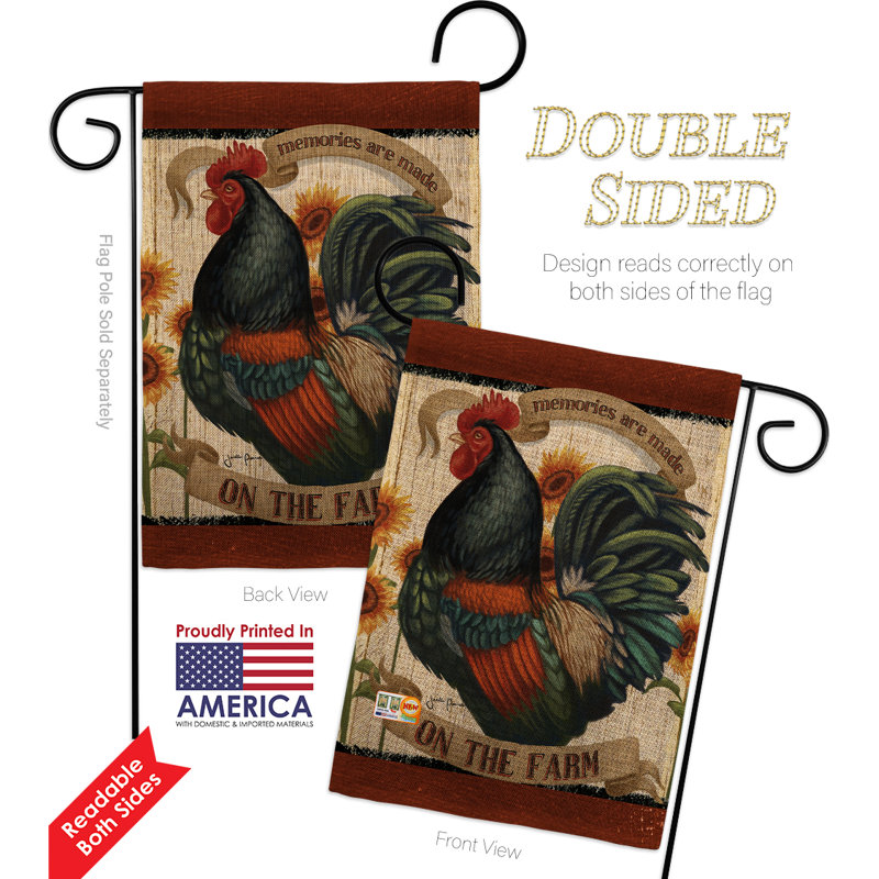 « souvenirs on the farm animaux », « en toile jute », drapeau de jardin 1 face 6,5 po x 1 pi 1 po