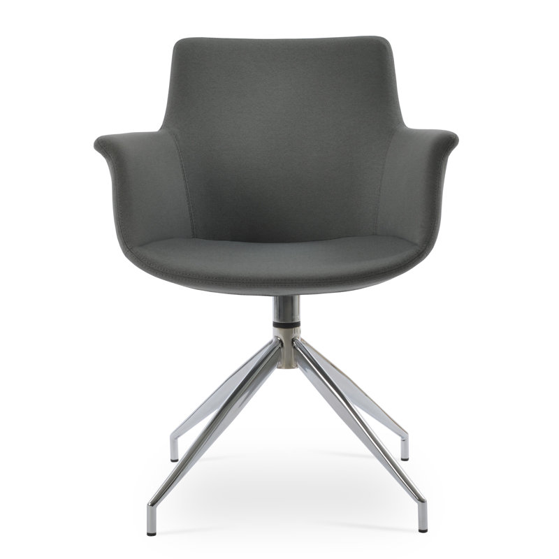 Bottega Spider Swivel Arm Chair, Gray Faux Leather
