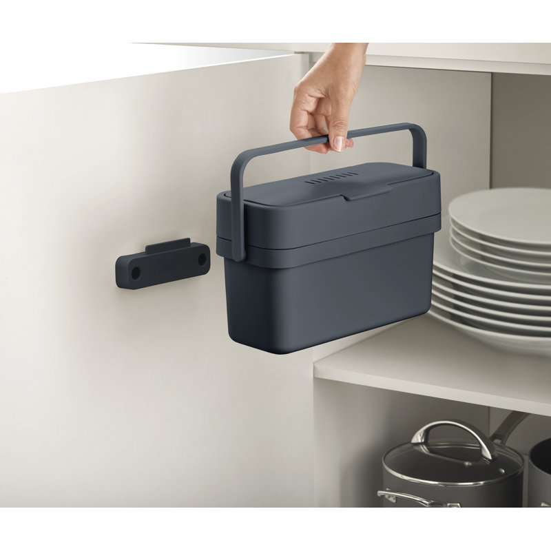 Compo 1 Gallon Food Waste Compost Bin with Mountable Brackets, Graphite