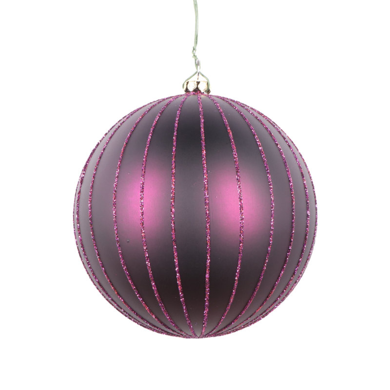 Ornement boule mat scintillante, H 4 po x l 4 po x P 4 po, Prune