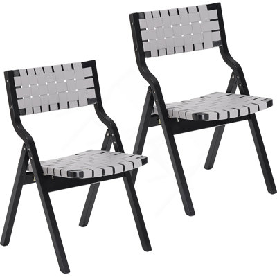 Stylish Wood Folding Chairs With Rattan-Inspired Design And Comfortable Padding For Indoor And Outdoor Use