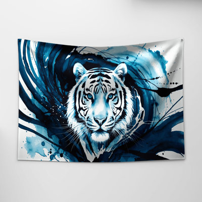 Tapisserie murale Tigre aux yeux bleus Grands Félins