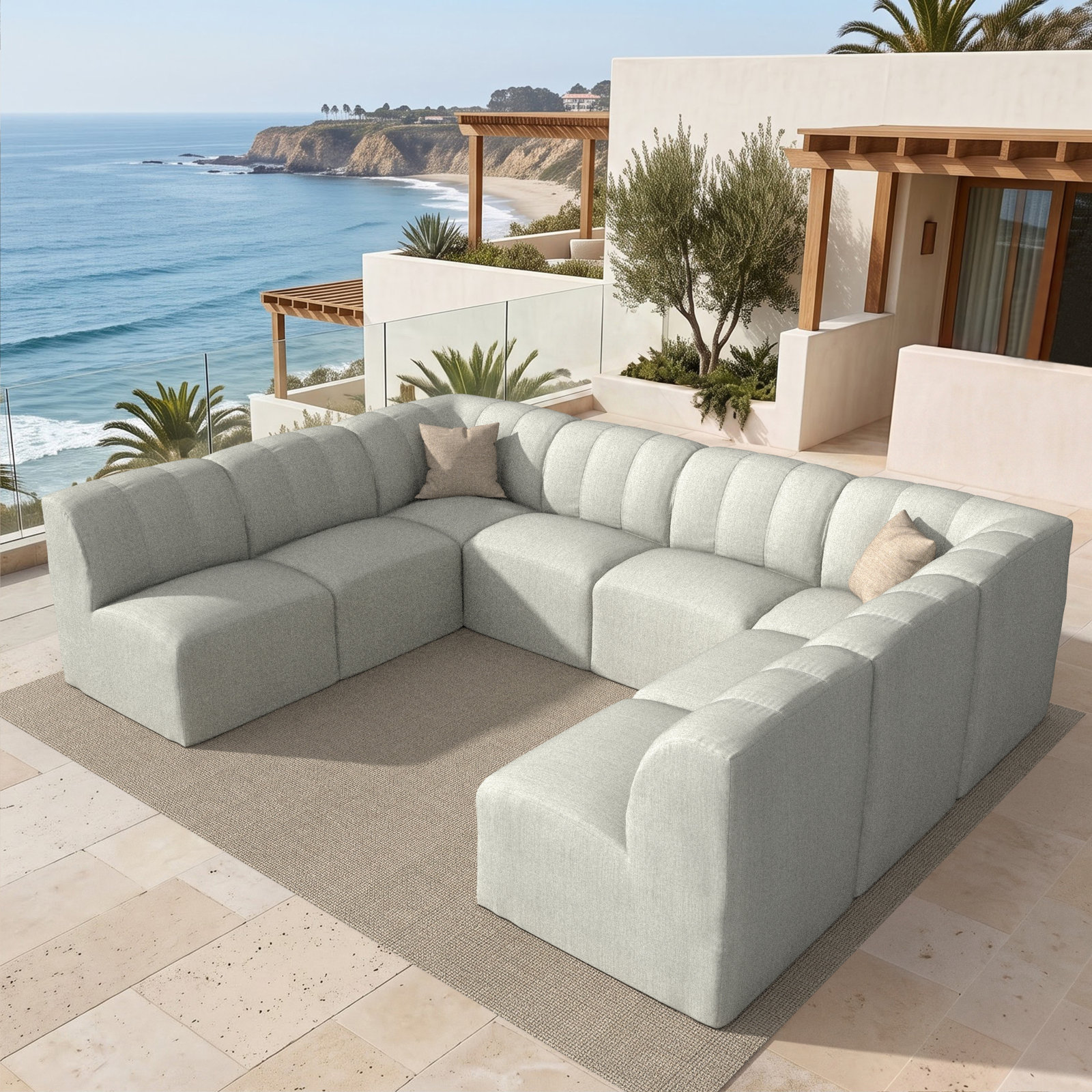 Praia 6-Person Sunbrella® Patio Seating Group, Canvas Granite Sunbrella® Canvas