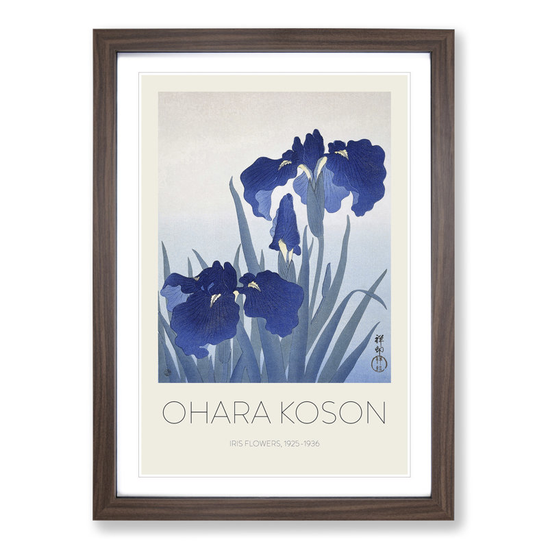 Blue Iris Flowers by Pierre-Auguste Renoir - Picture Frame Art Prints, 65cm H x 48cm W x 2cm D, Walnut