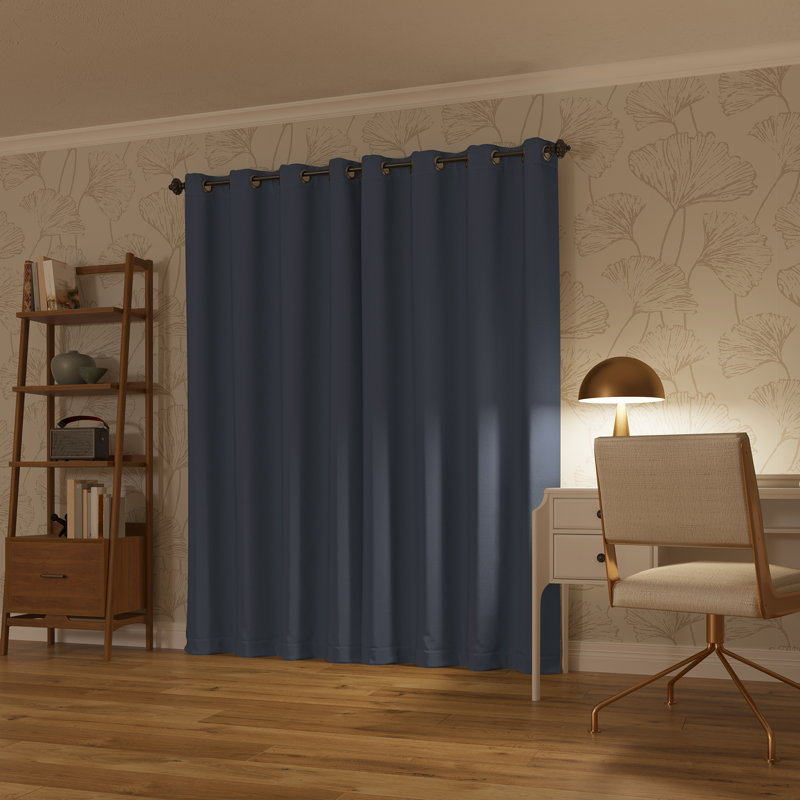 Panneau de rideau 100% occultant avec œillets Riley, L 52 po x L 84 po, Bleu denim