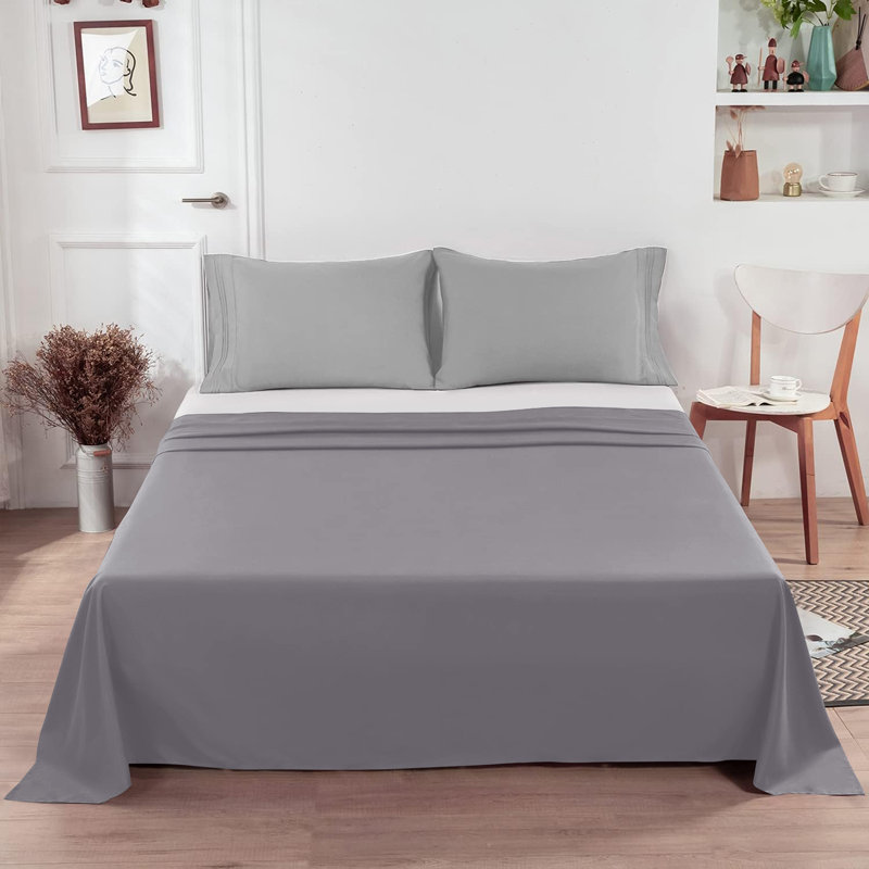 Moitreo Luxury Microfiber Flat Sheet Breathable & Durable Bedding Sheet, Beige, Super King (6')