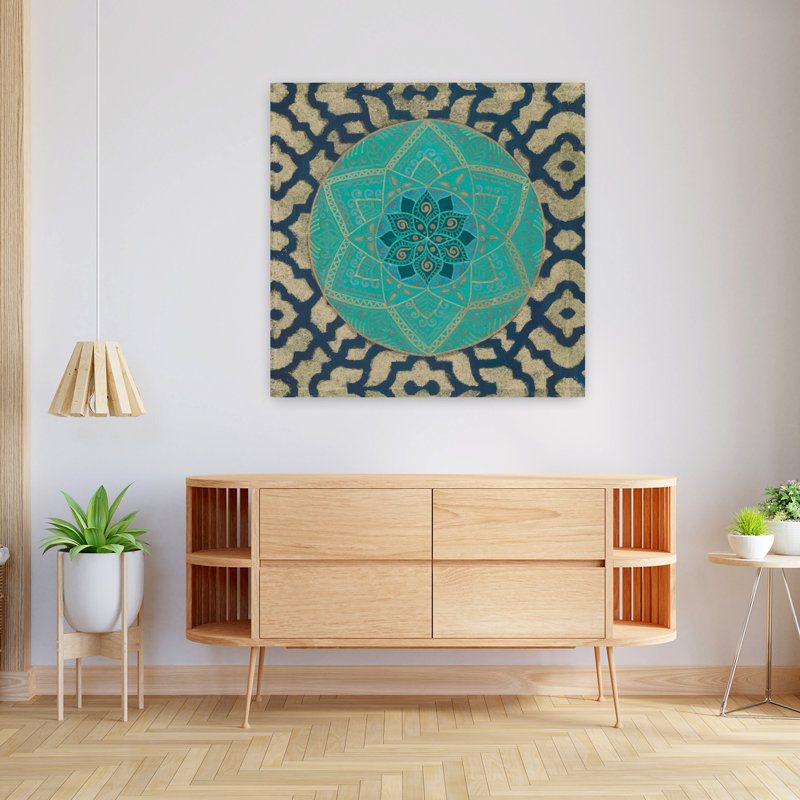 Patine Mandala II, art floral, H 36 po x l 36 po
