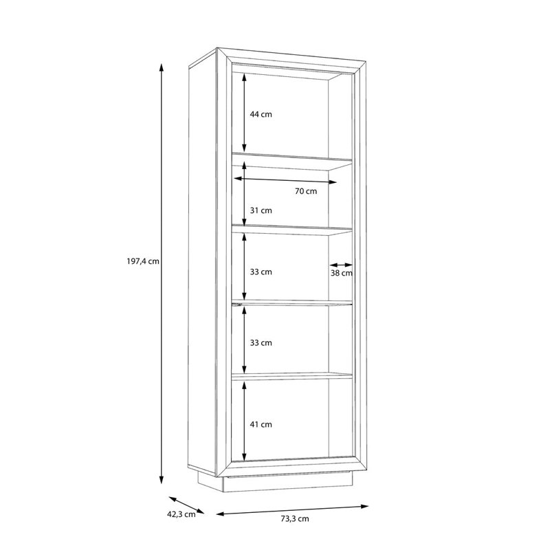 Savona 74cm Right-Hinged Display Cabinet with LED Lighting